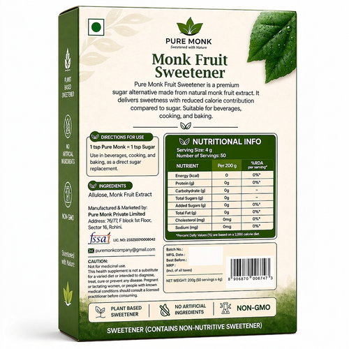 Pure Monk Fruit Sweetener 200g | No Erythritol