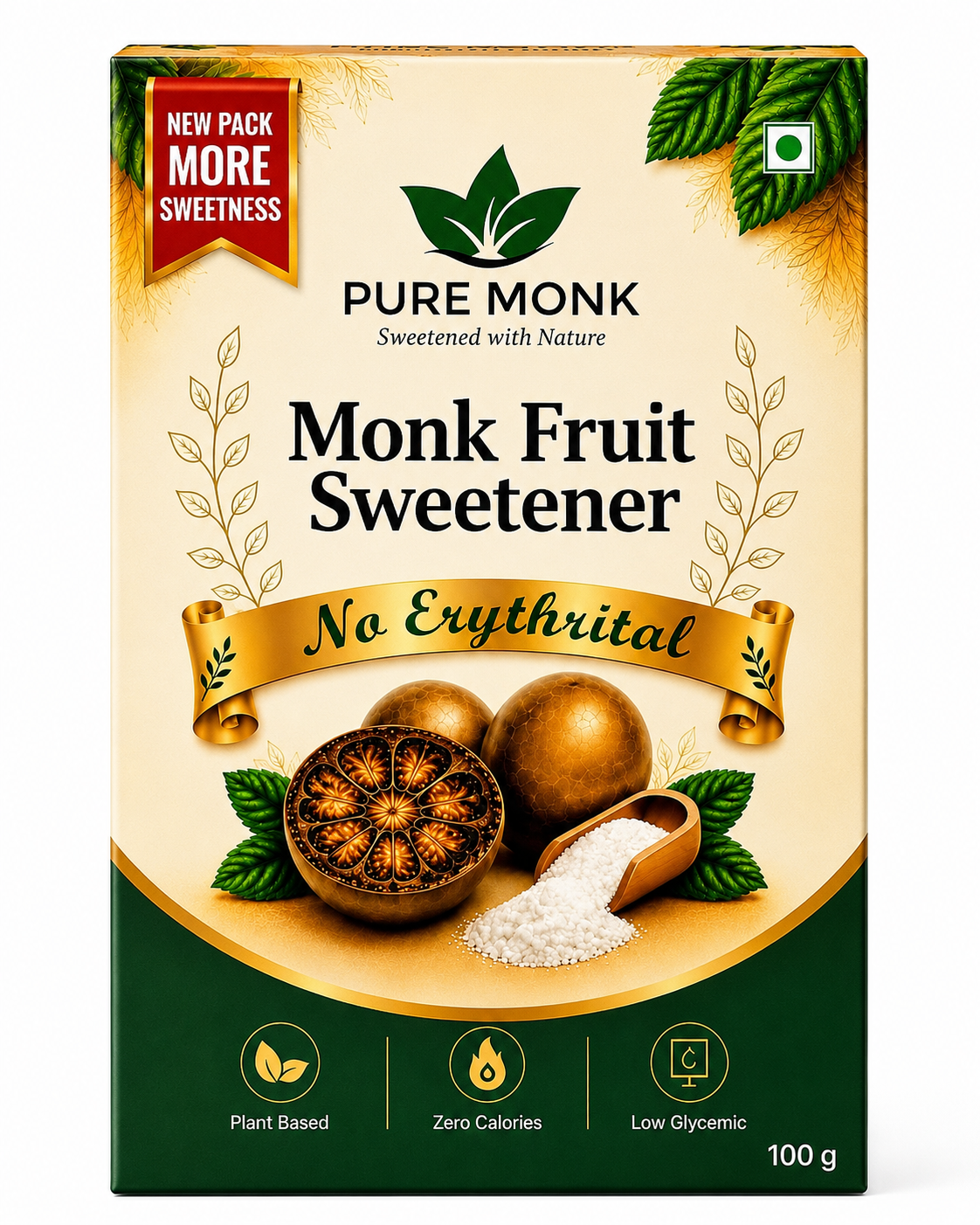 Pure Monk Fruit Sweetener 100g | No Erythritol