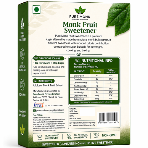 MONK FRUIT SWEETENER 400 GM | Family Pack (Best Value)