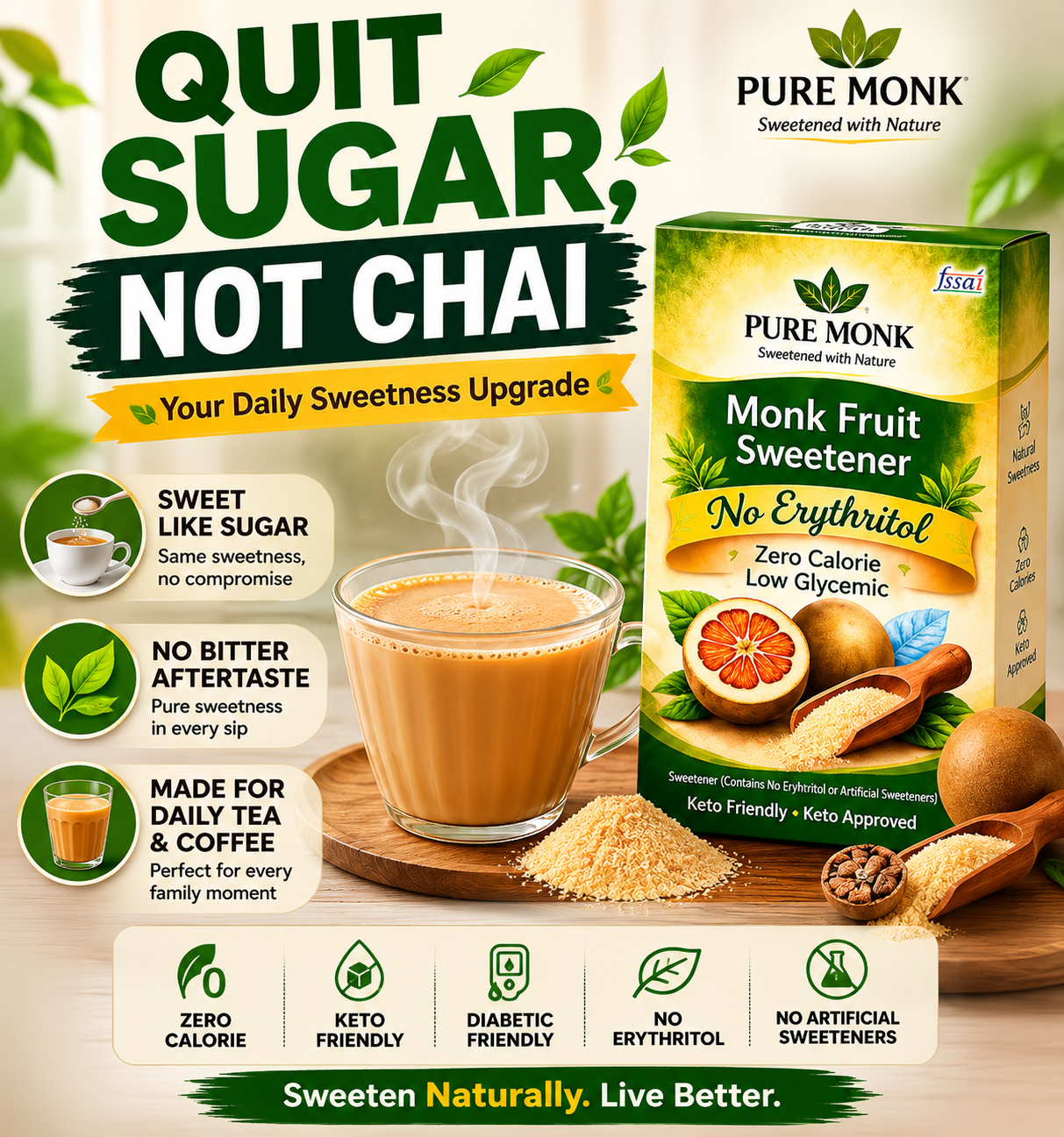 Pure Monk Monk Fruit Sweetener 200g | No Erythritol